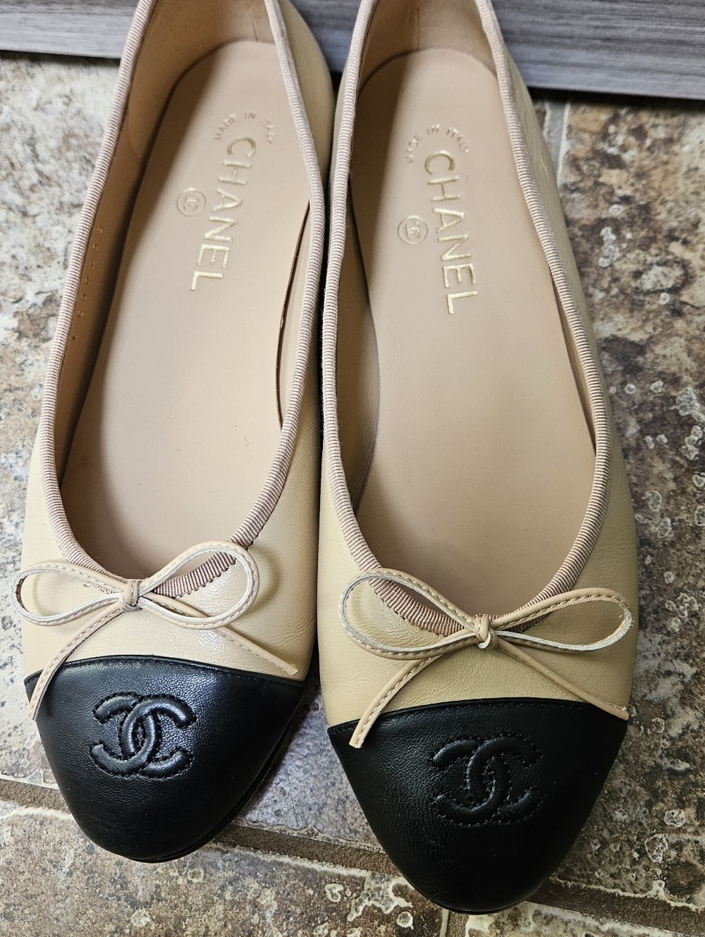 CHANEL Lambskin Cap Toe CC Ballerina Flats - Picture 10 of 15